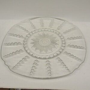 Federal Depression Glass Crystal COLUMBIA 11 Inch Square Sandwich Serving Plate